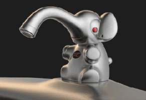 Animation von 3D CAD Produktdaten. Die Elefant Armatur speziell für Kinder wurde mit Creo 2.0 erstellt.